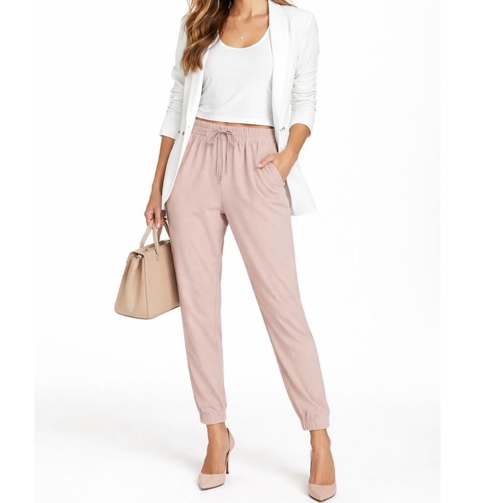 MADELEINE Pink Tailored Jogger Trousers Drawstring Waistband w/ Pockets Size 10